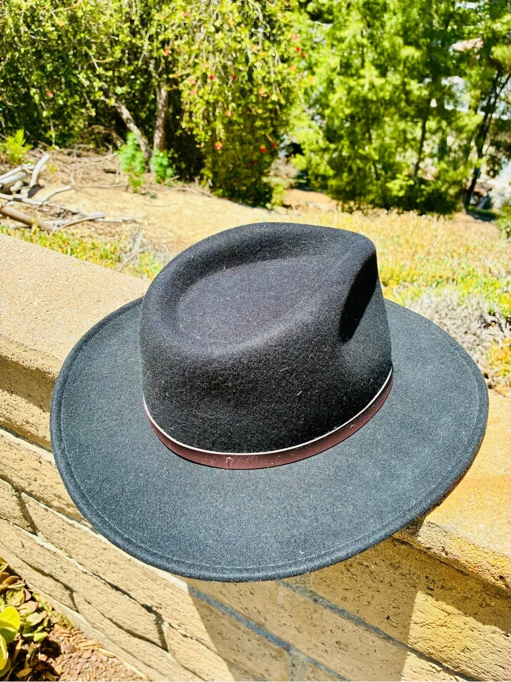 100% wool black fedora medium
